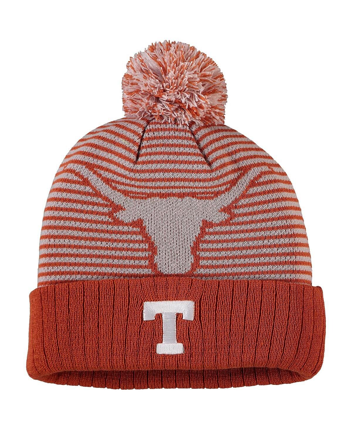 

Мужская вязаная шапка Texas Longhorns Техасского оранжевого цвета с манжетами и помпоном Top of the World