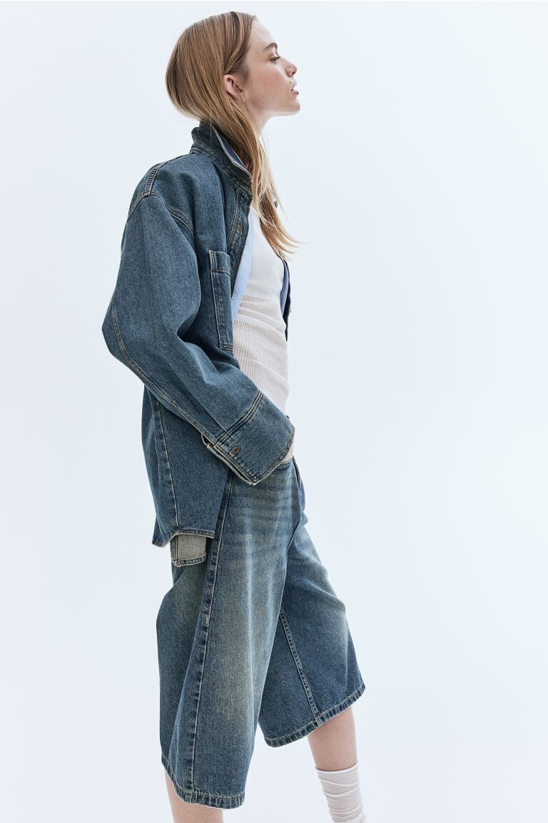 

Низкие джинсовые шорты H&M, синий