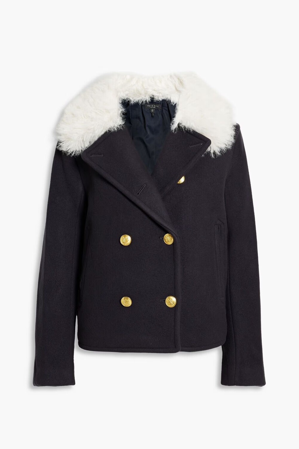 

Двубортное пальто Alfie из смесового фетра Rag & Bone, темно-синий
