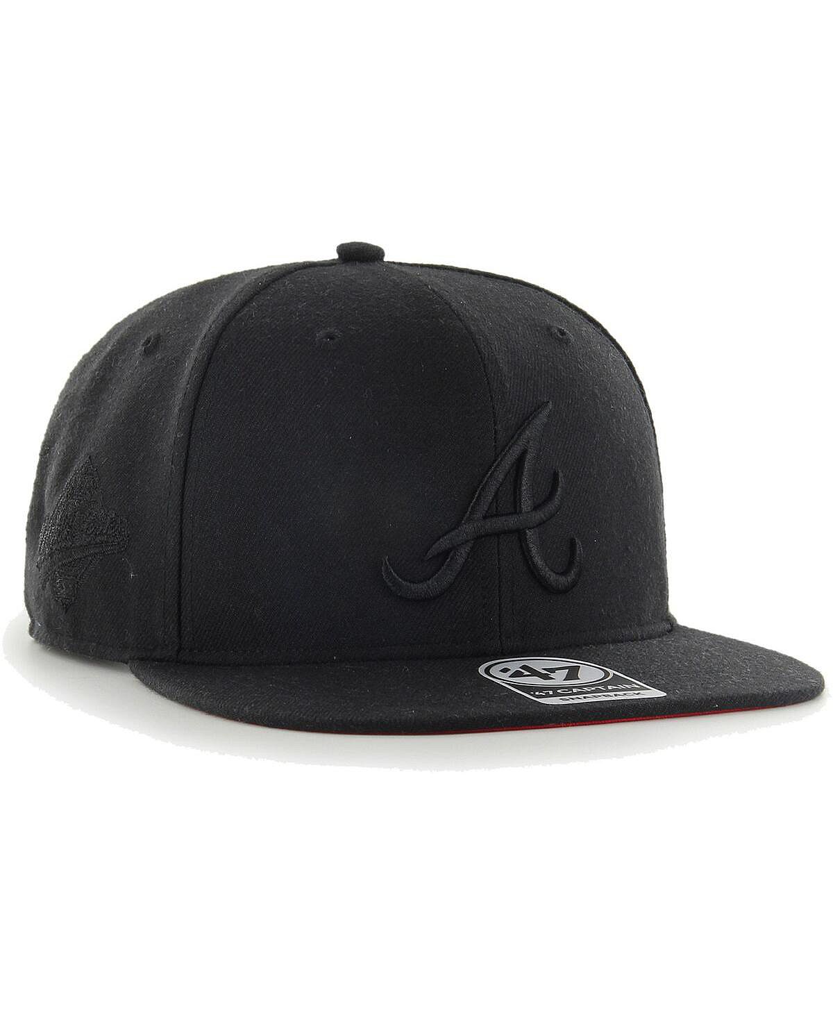 

Мужская кепка Atlanta Braves Black on Black Sure Shot Captain Snapback '47 Brand