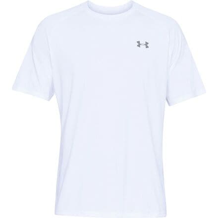 Рубашка с коротким рукавом Tech 2.0 мужская Under Armour, цвет White/Overcast Gray футболка ua tech с v образным вырезом under armour серый