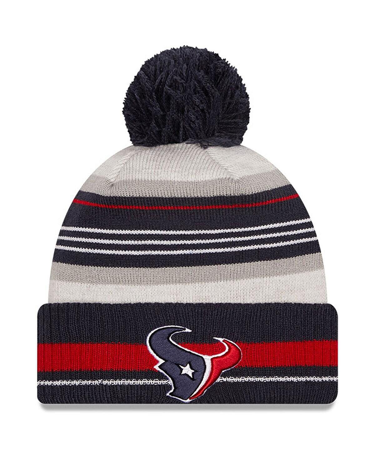 

Мужская серо-темно-синяя вязаная шапка Houston Texans с манжетами и помпоном New Era