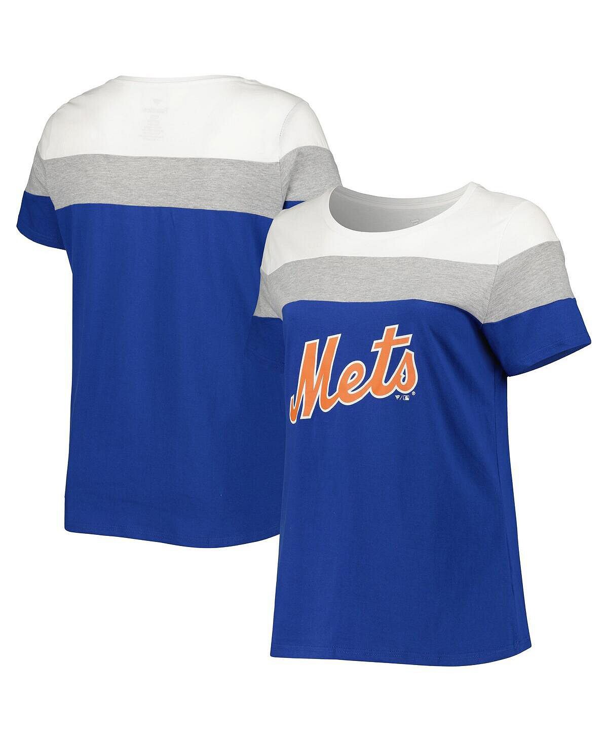 

Женская белая футболка с цветными блоками Royal New York Mets больших размеров Profile, Белый