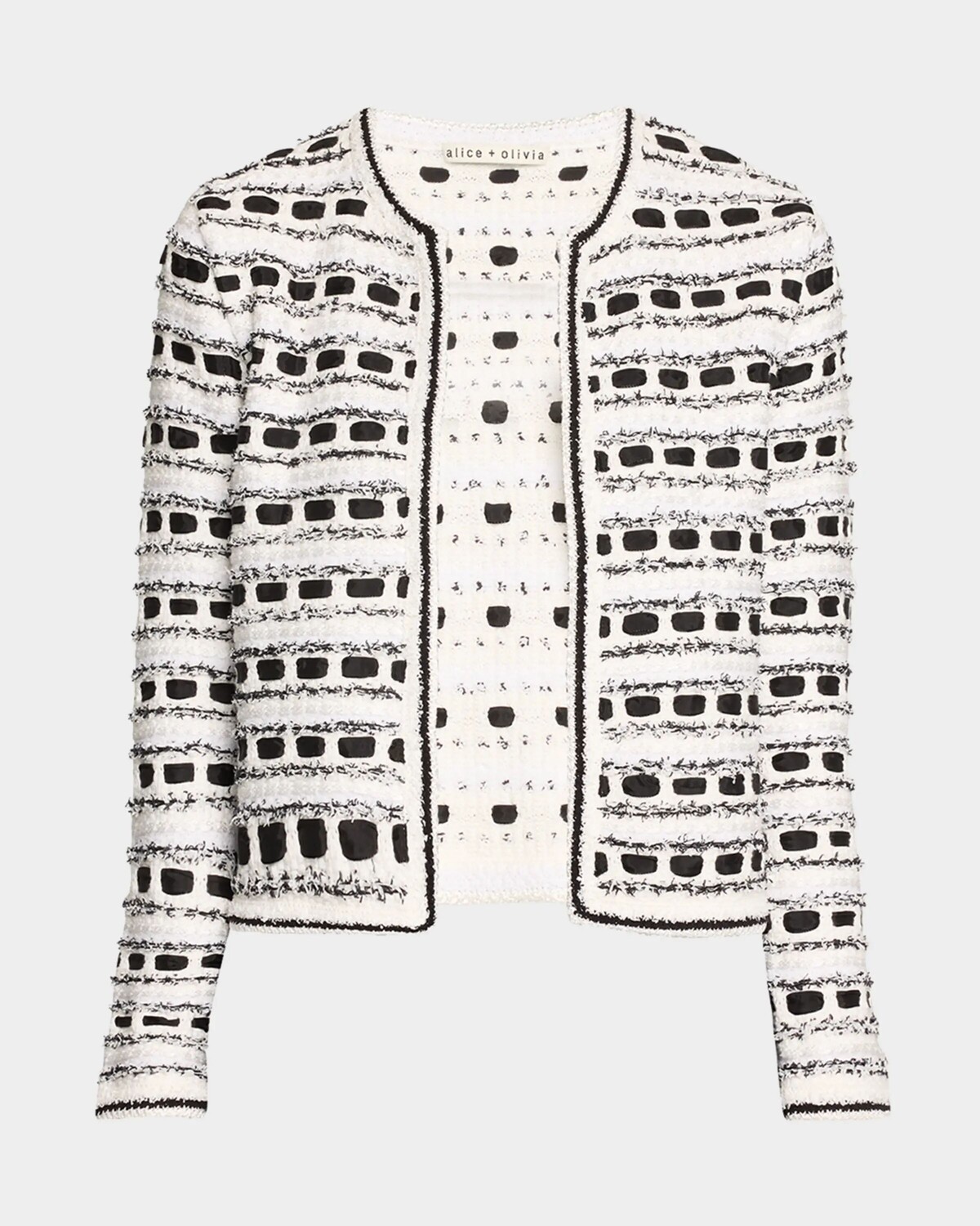 

Твидовый фактурный кардиган Marjorie Alice + Olivia, цвет Soft Whiteblack