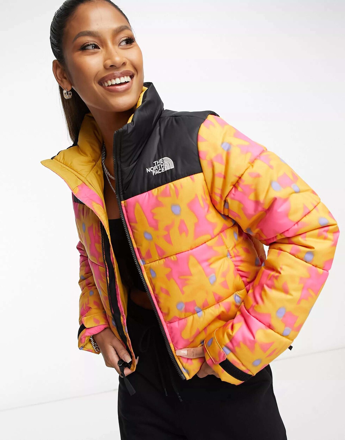 

Укороченный пуховик The North Face Saikuru с желтым цветочным принтом –, Желтый