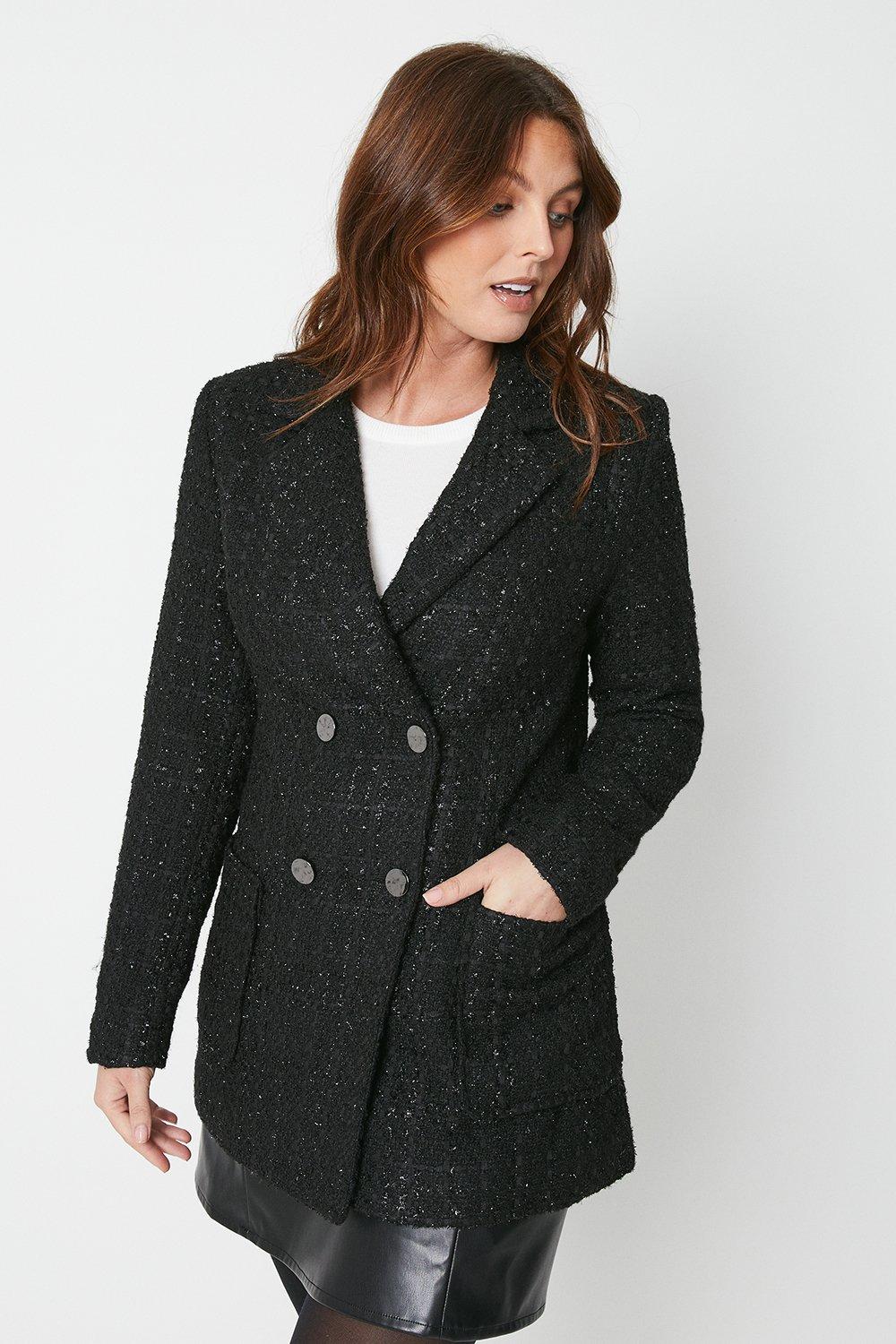 Двубортный пиджак-пиджак из букле Wallis, черный sseinse пиджак
