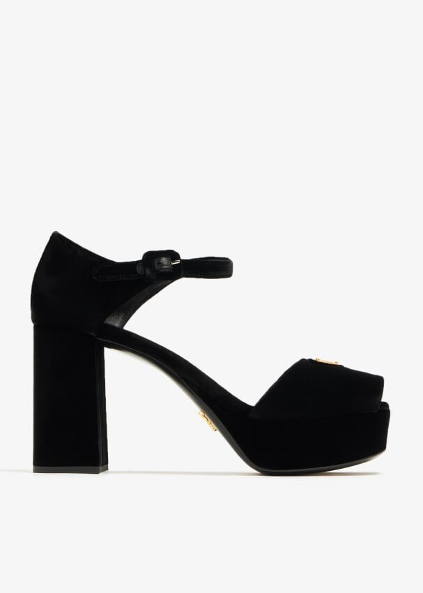 

Сандалии Prada Velvet Platform, черный