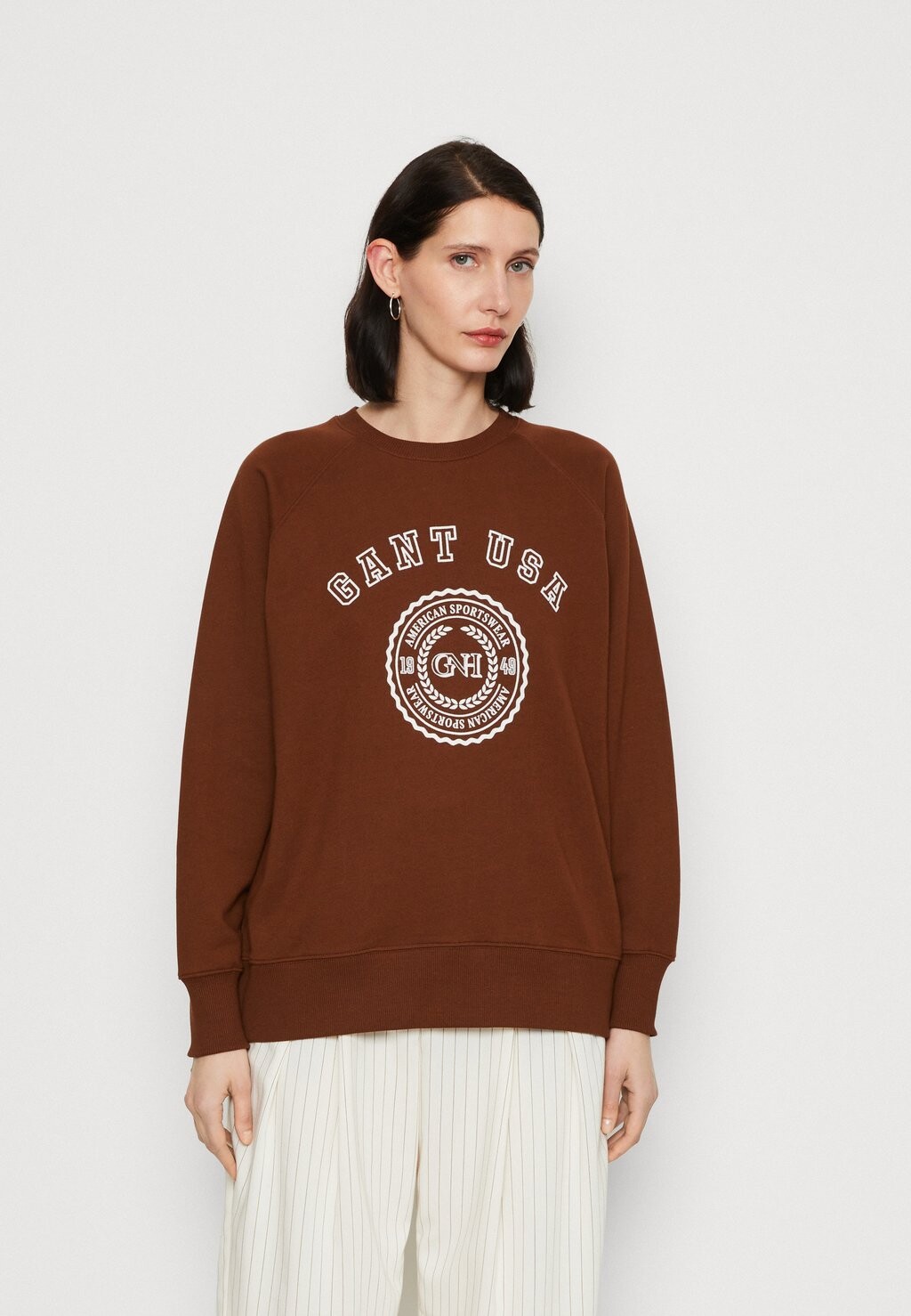 

Толстовка GANT C Neck, красное дерево коричневый, Красный