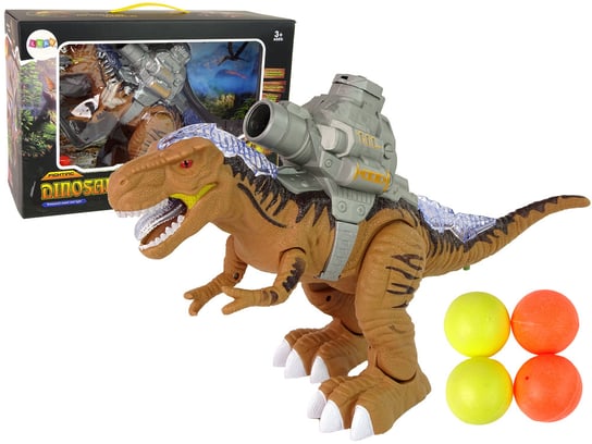 Динозавр с катапультой ходит и стреляет в коричневого цвета Lean Toys интерактивные игрушки 1 toy динозавр птеранодон