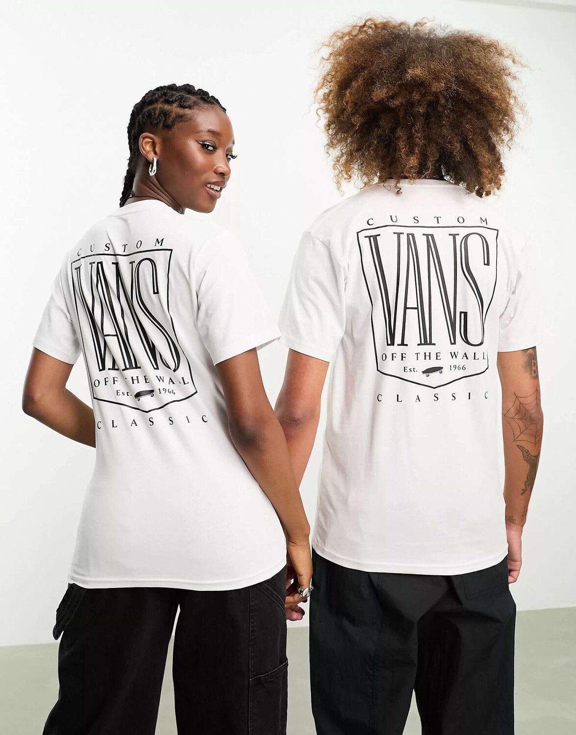 

Белая футболка Vans original высокого типа с принтом на спине, Белый