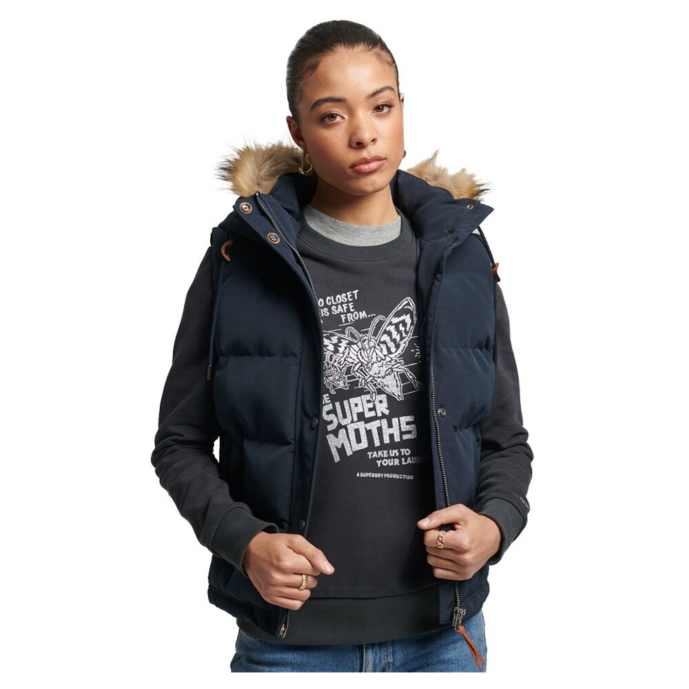 

Жилет Superdry Vintage Everest Faux Fur Vest, синий