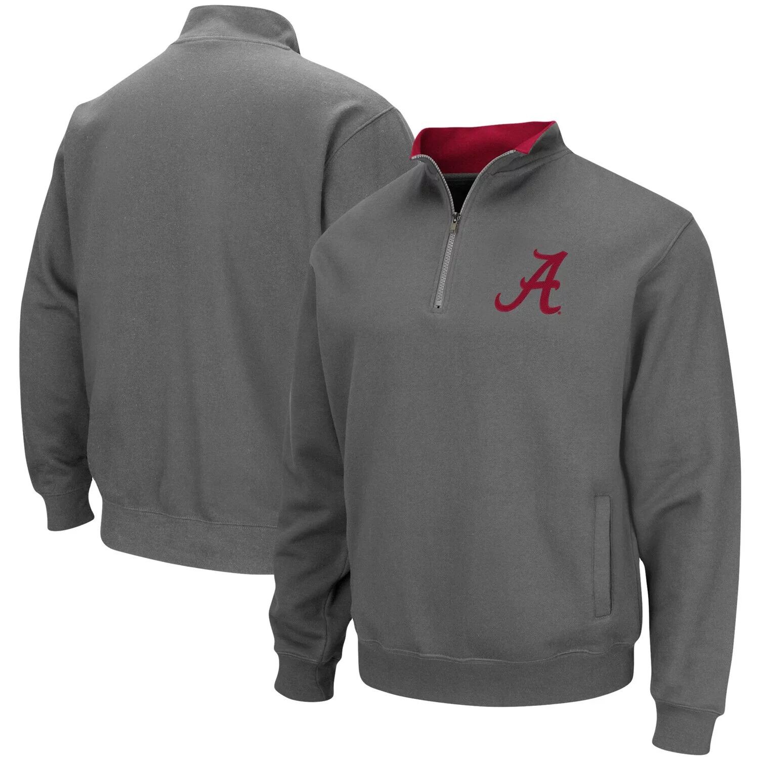 

Мужской темно-серый пуловер с молнией до четверти и логотипом Alabama Crimson Tide Tortugas Colosseum