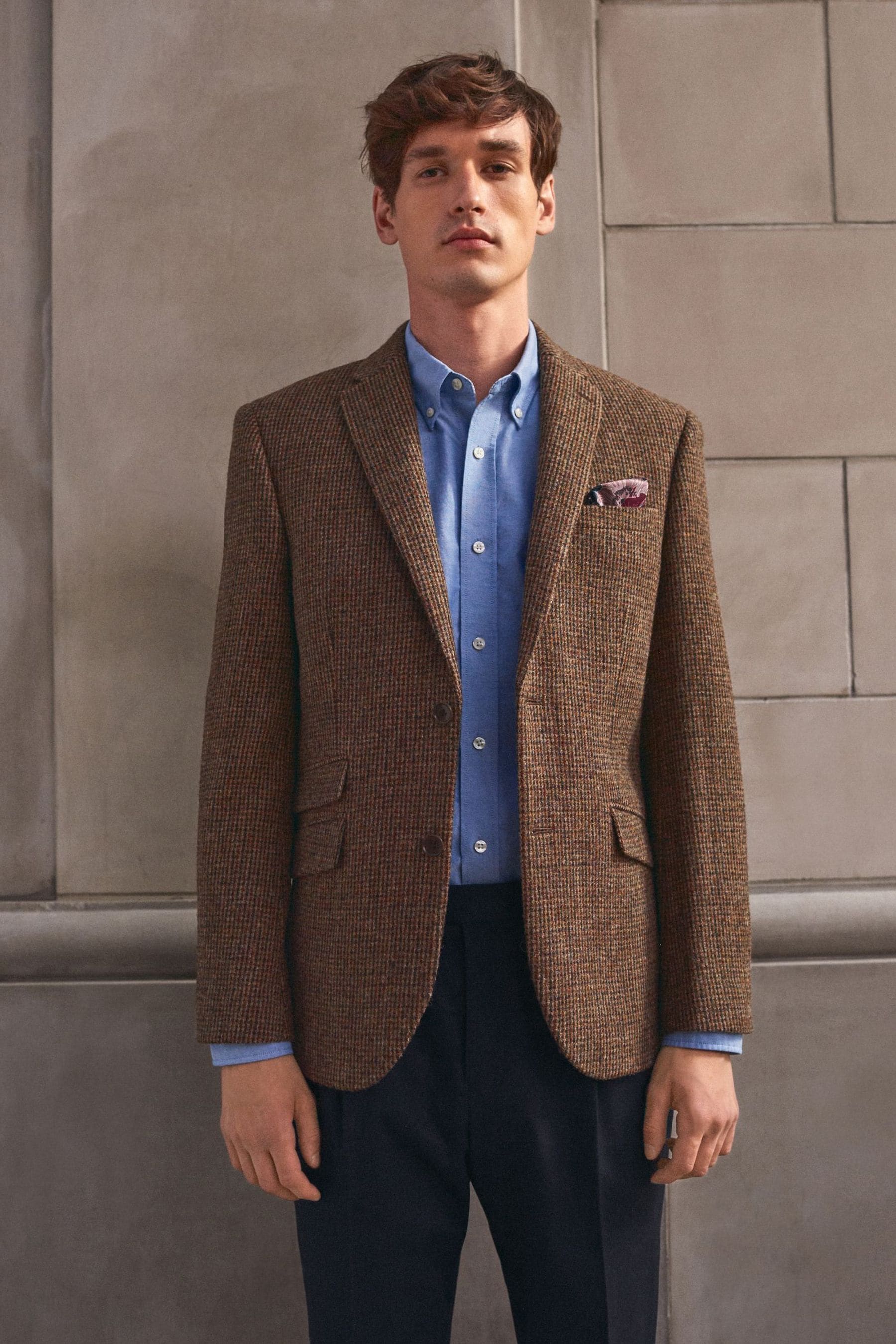 Твидовый пиджак Signature Harris из британской шерсти Next, коричневый