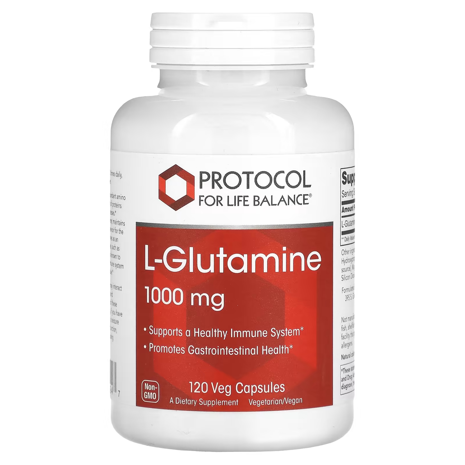L-глутамин 1000 мг 120 растительных капсул Protocol for Life Balance