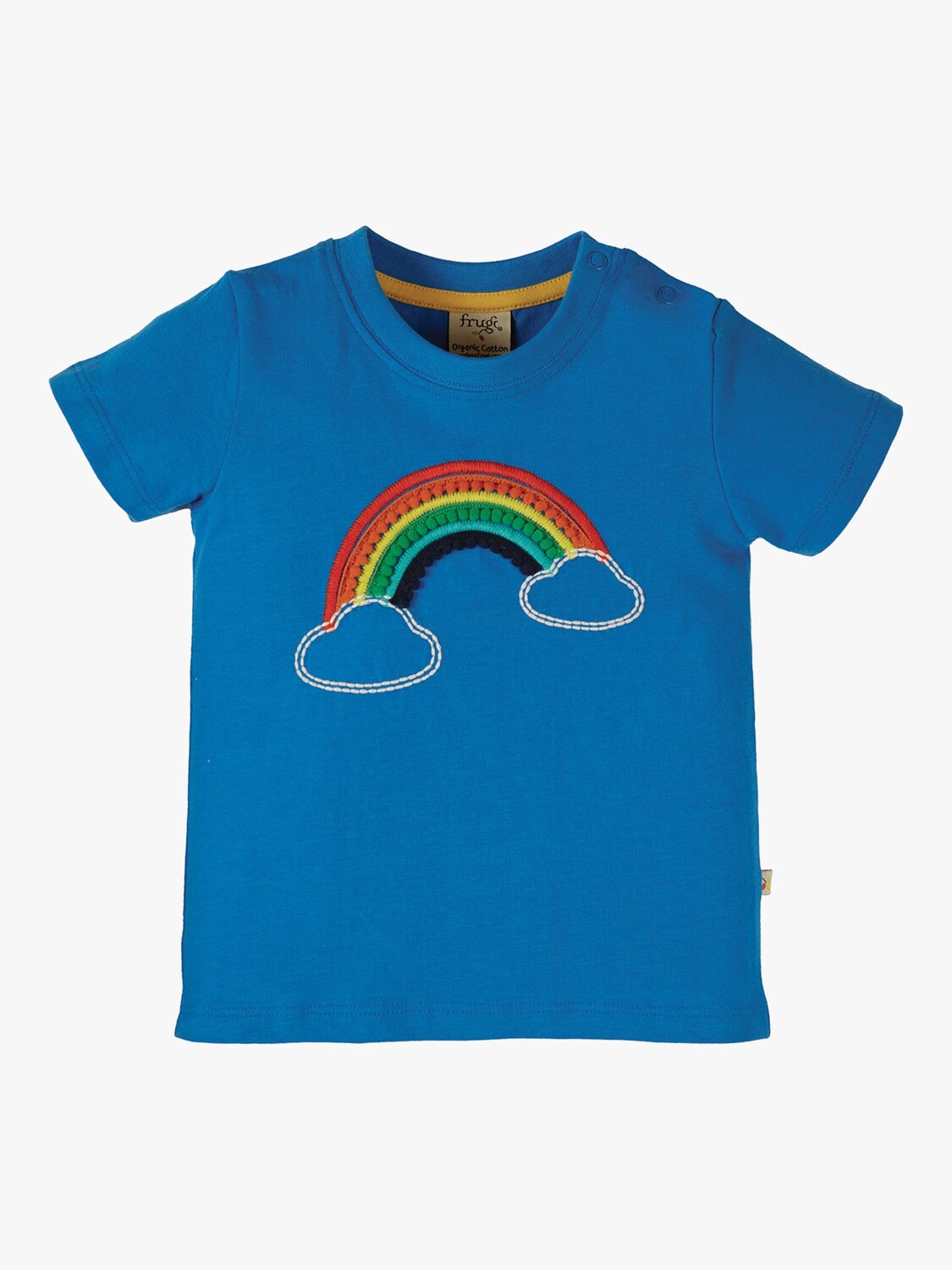 

Детская футболка Avery с радужной аппликацией Frugi, кобальт/мульти
