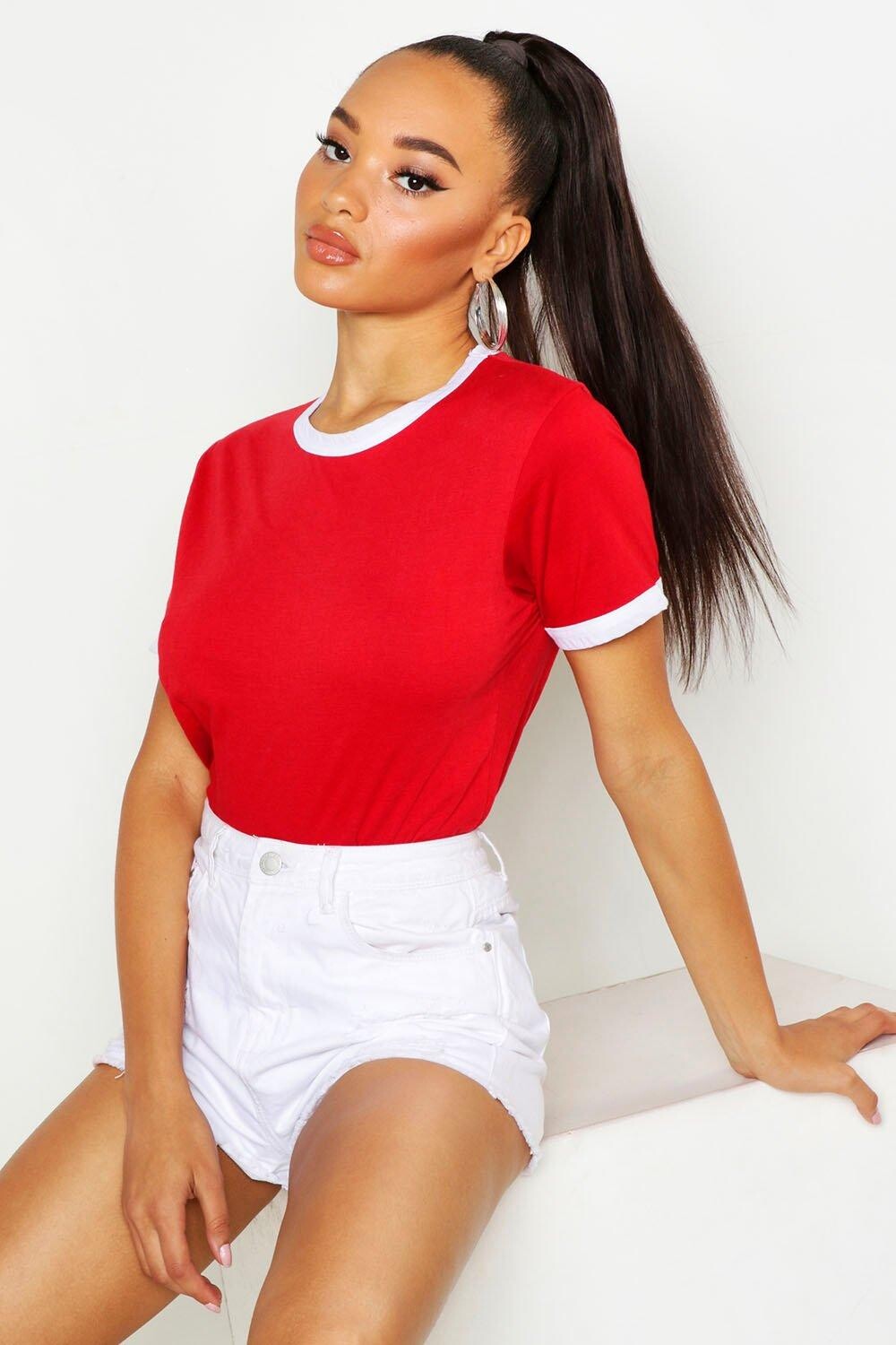 

Футболка рингер Boohoo, красный