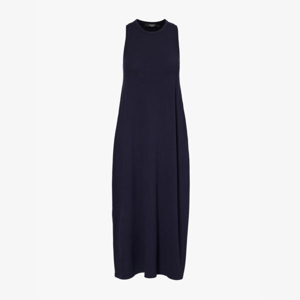 

Платье миди из тканой смеси с круглым вырезом и без рукавов Weekend Max Mara, синий