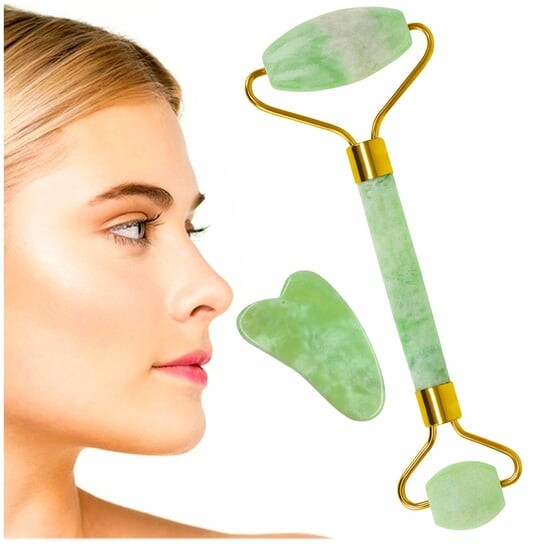 Массажер для лица Jade Jade Roller ISO TRADE 3pcs natural green stone jade roller facial massage roller guasha board jade face massager real jade gouache scraper face roller