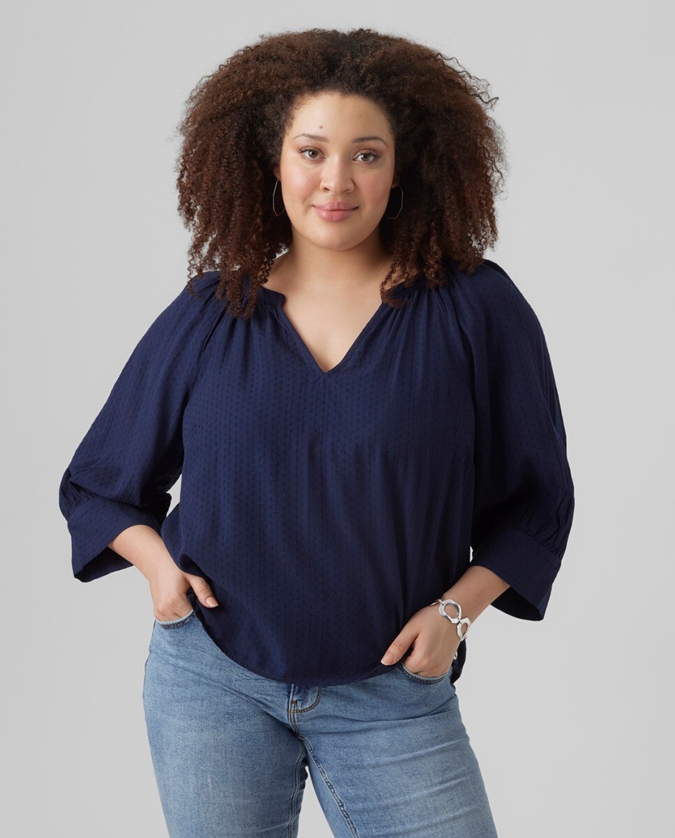 

Топ с рукавами 3/4 изогнутой формы Vero Moda Curve, синий