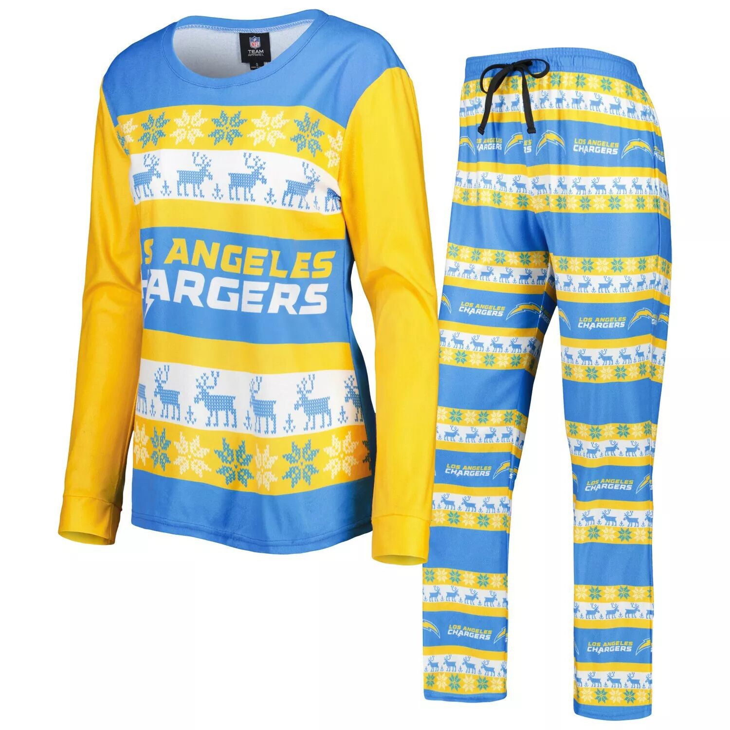 

Женский пижамный комплект FOCO Powder Blue Los Angeles Chargers Team Ugly