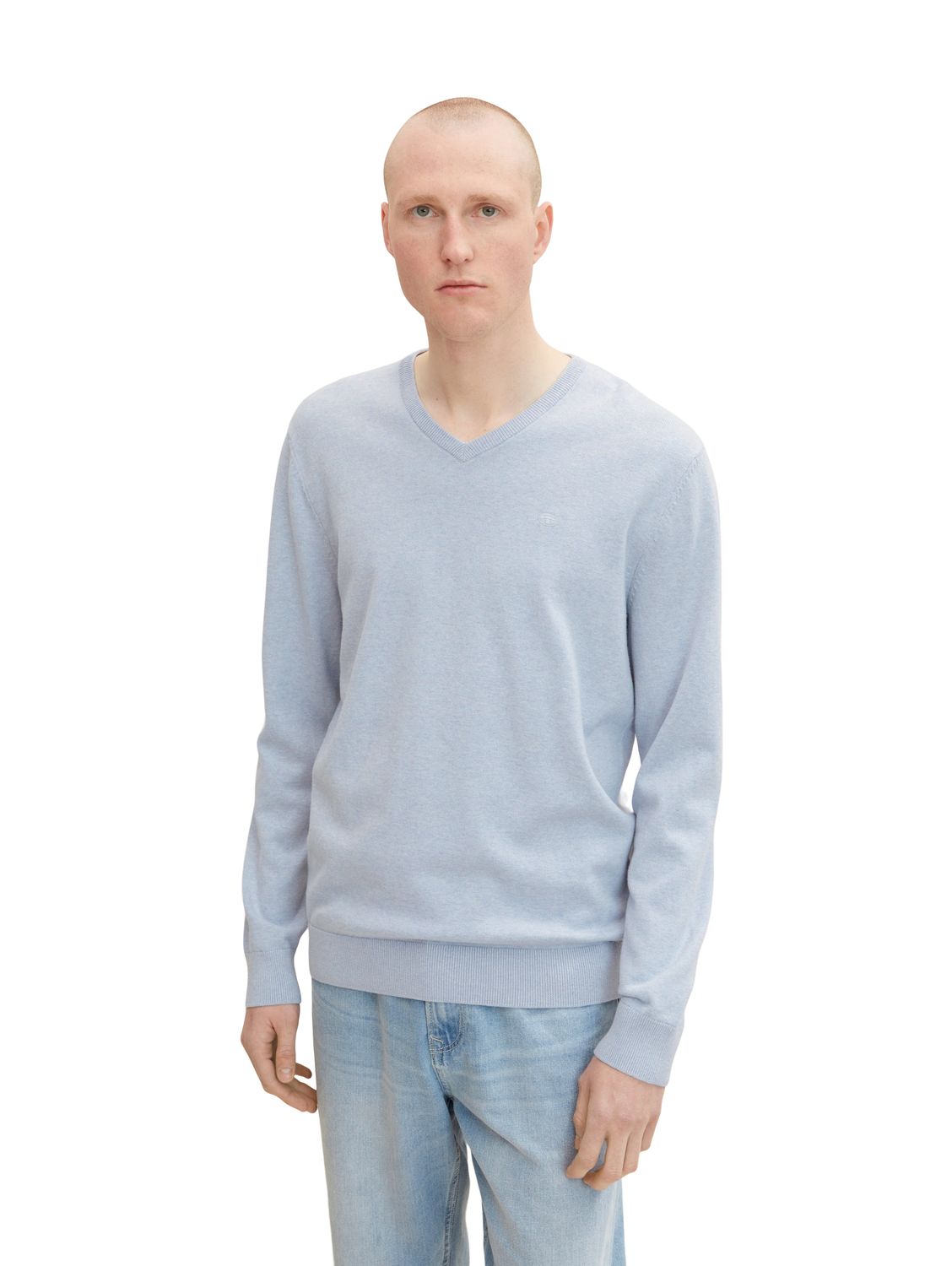 Пуловер Tom Tailor BASIC V NECK, синий цена и фото