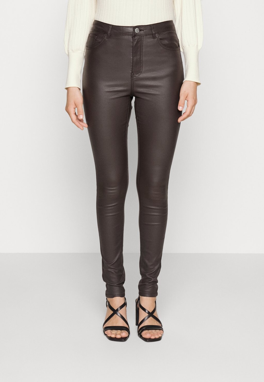 

Брюки Vero Moda Vmsophia Coated Jeans, кофе в зернах, Серый