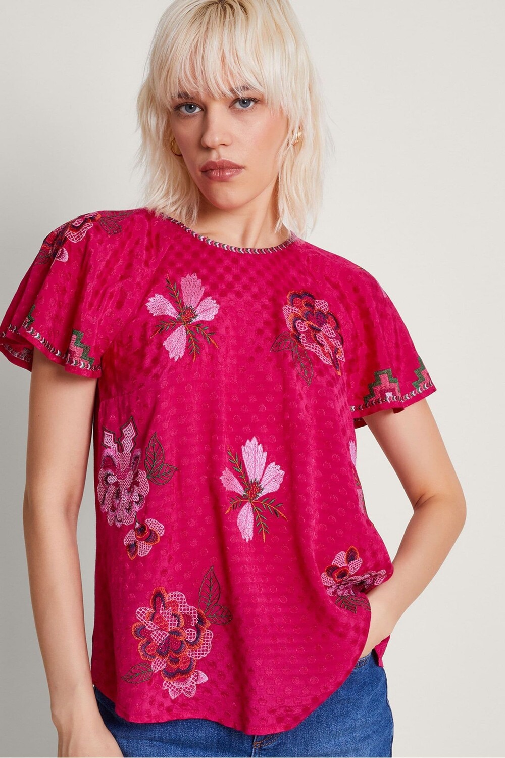 

Блузка Everly с вышивкой Monsoon, розовый