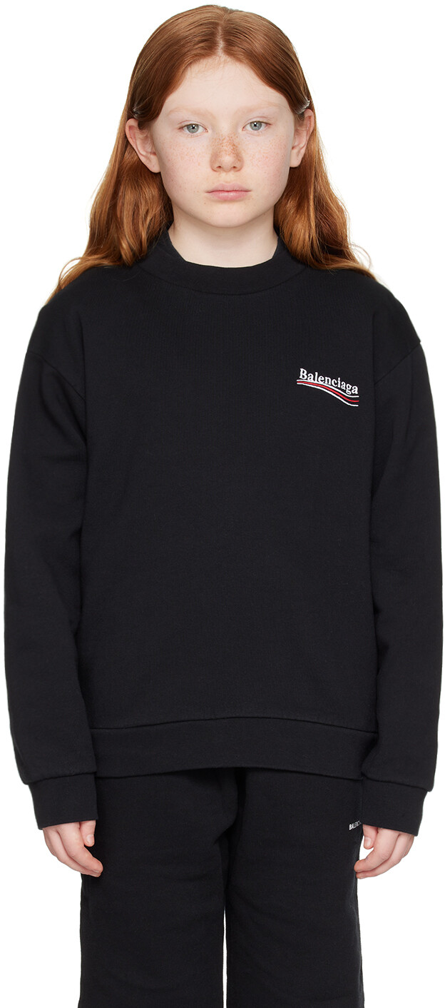 

Balenciaga Kids Детский черный свитшот с вышивкой