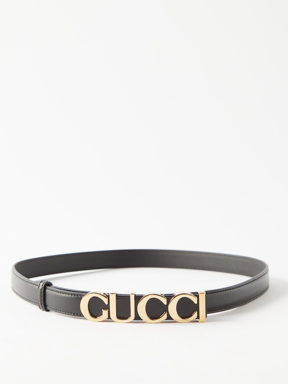 

Кожаный ремень с пряжкой с логотипом Gucci, черный