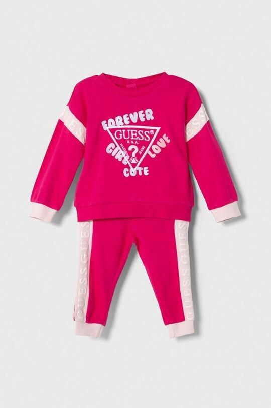 

Хлопковый комбинезон для новорожденных Guess, розовый
