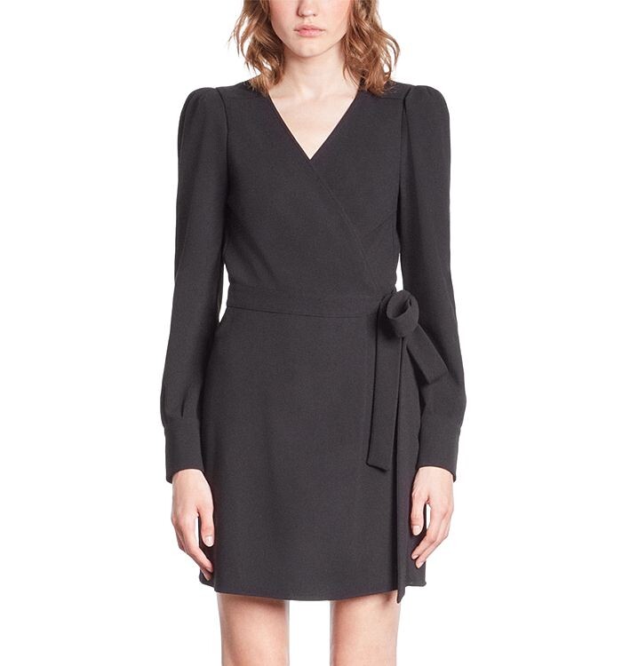 

Однотонное платье с запахом The Kooples, черный