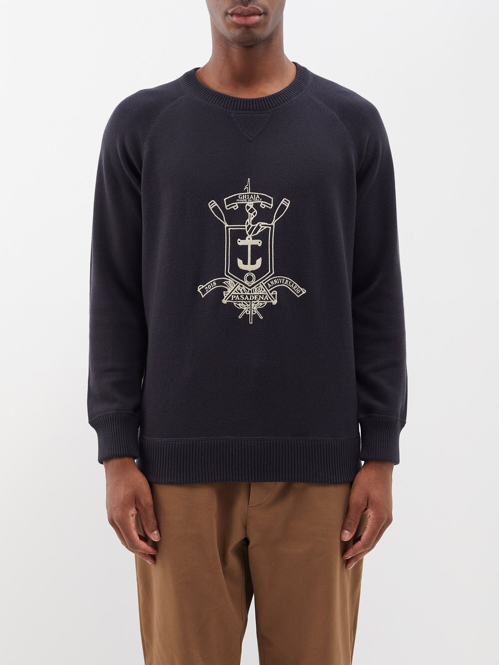 

Хлопковый свитер с юбилейным гербом Ghiaia Cashmere, синий