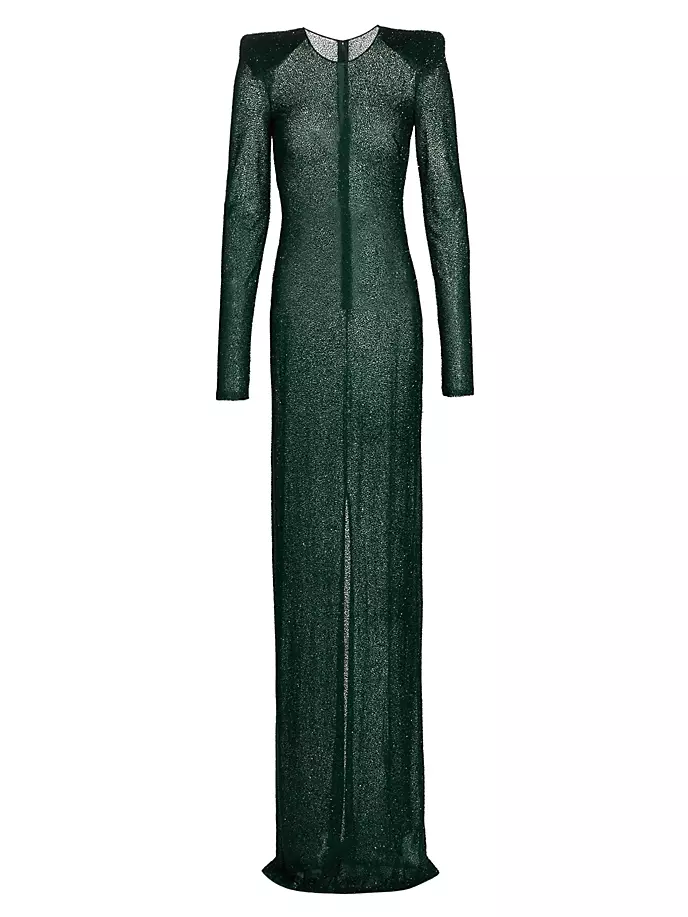 

Сетчатое платье с замочной скважиной и бисером Naeem Khan, цвет emerald