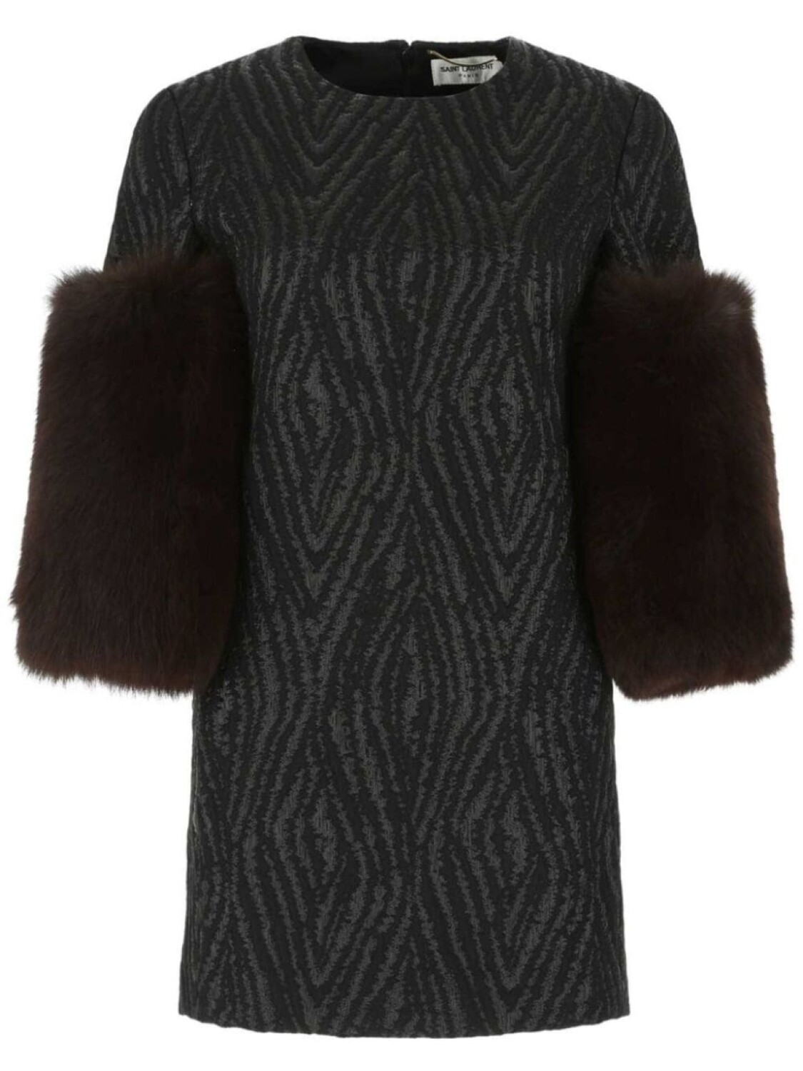 

Saint Laurent мини-платье из дамаска, черный
