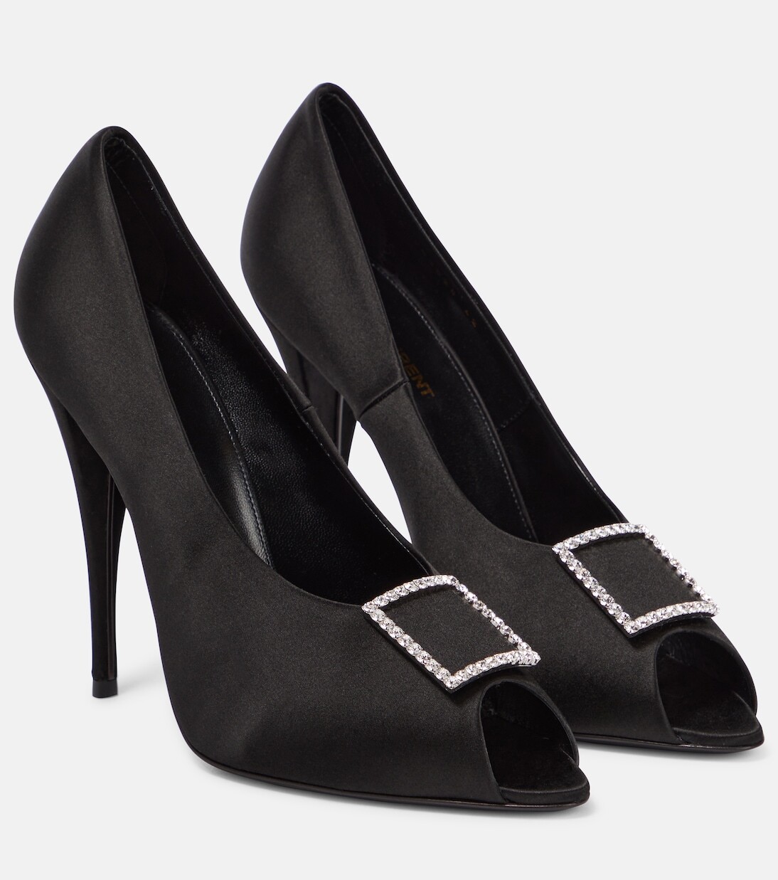 

Атласные босоножки franky 115 Saint Laurent, черный