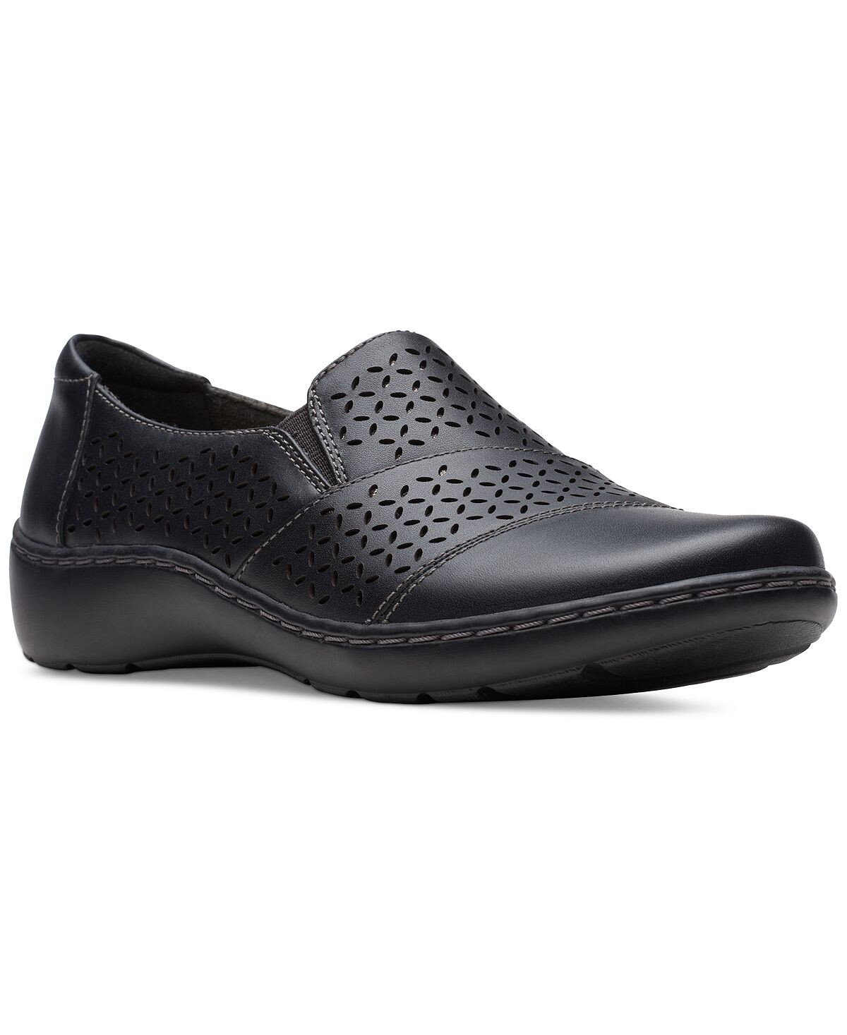 

Женские туфли на плоской подошве с перфорированной молнией Cora Drift Clarks, черный