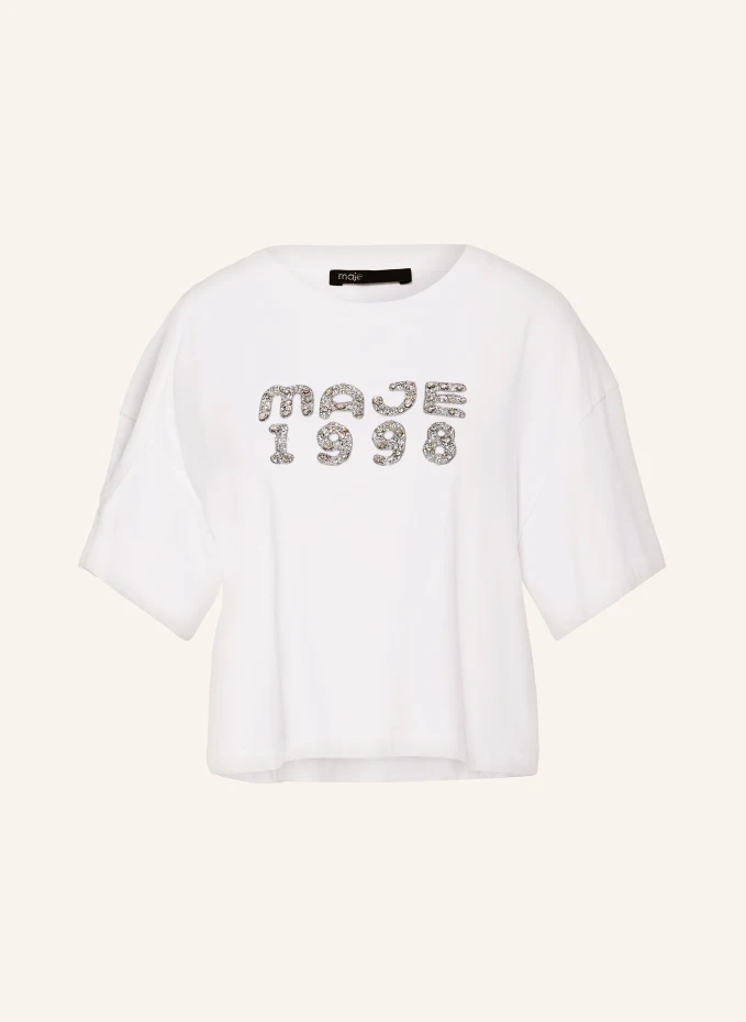 

Футболка с вырезом и драгоценными камнями Maje, белый