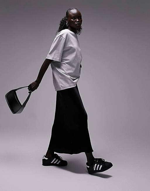 

Черная атласная юбка макси Topshop Petite