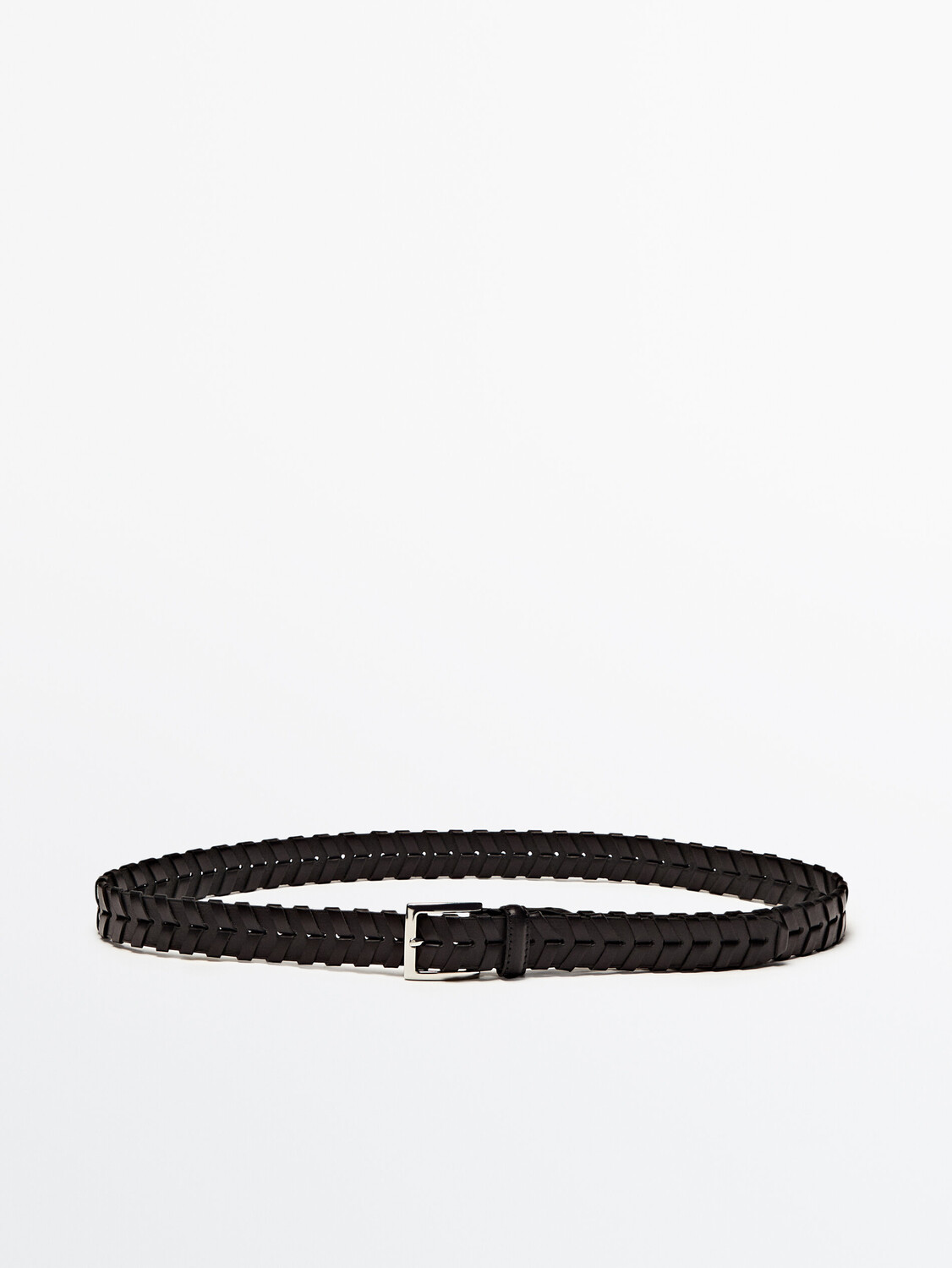 

Плетеный кожаный ремень Massimo Dutti, черный