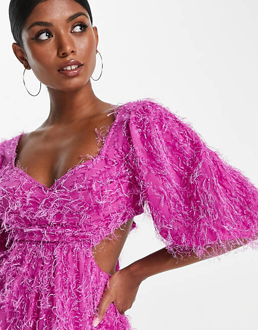 

Пышный комбинезон цвета чайного цвета с эффектом металлик ASOS DEISGN