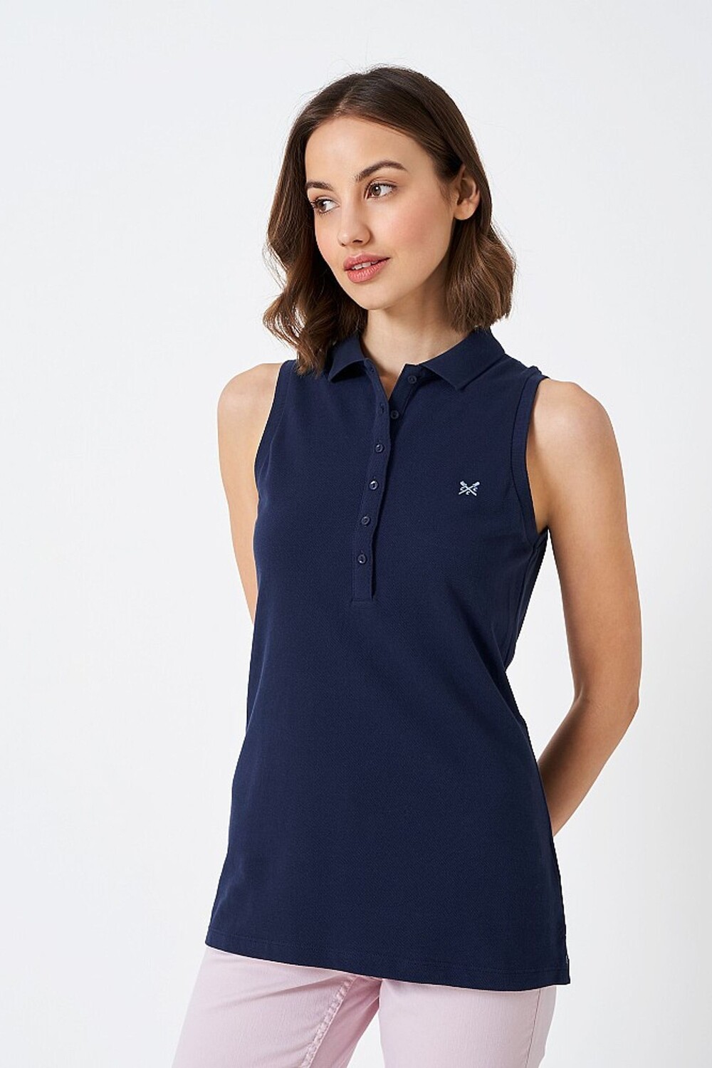 

Синяя классическая блузка из хлопкового трикотажа Crew Clothing Company, синий