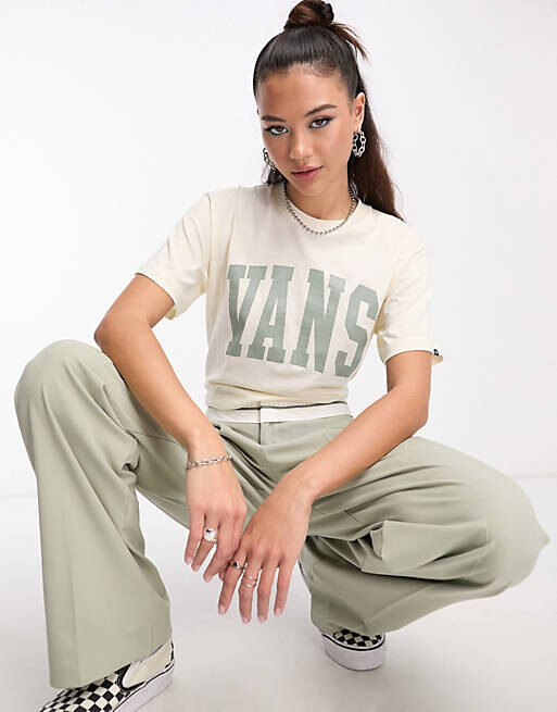 

Кремовая футболка с принтом Vans Varsity, Бежевый
