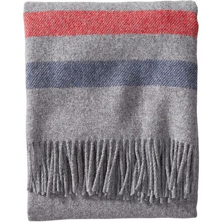 

Моющееся шерстяное одеяло Eco-Wise с бахромой Pendleton, цвет Grey Stripe