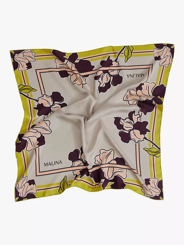 Шарф Malina Floral Silk Twill, цвет grey/multi
