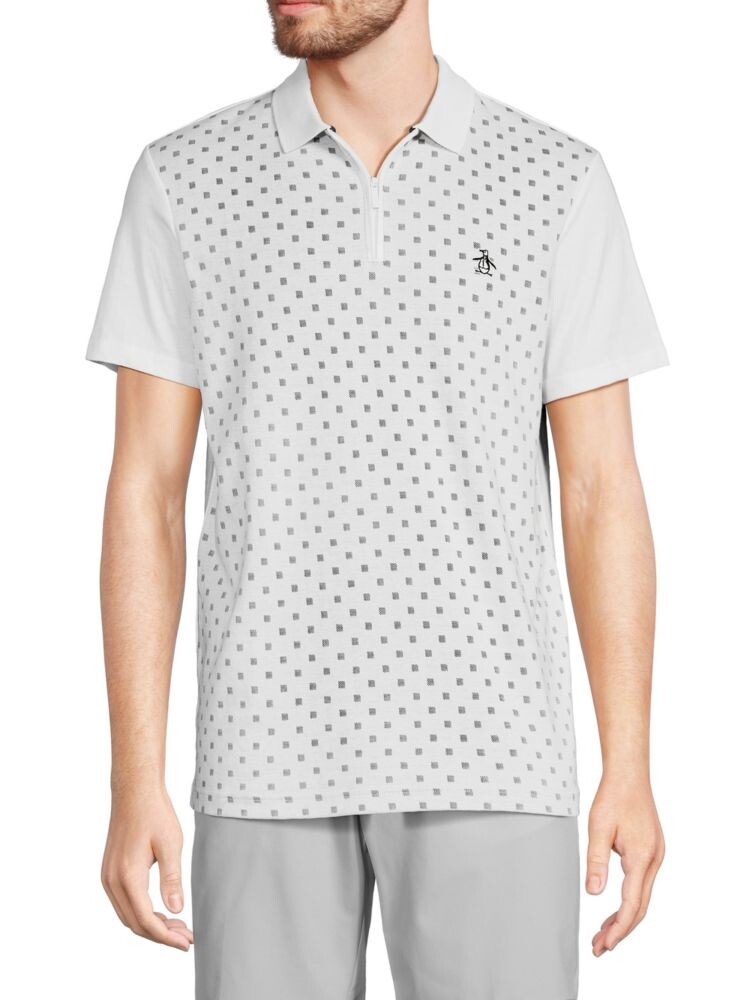 

Рубашка-поло с квадратной молнией в горошек Original Penguin, цвет Bright White