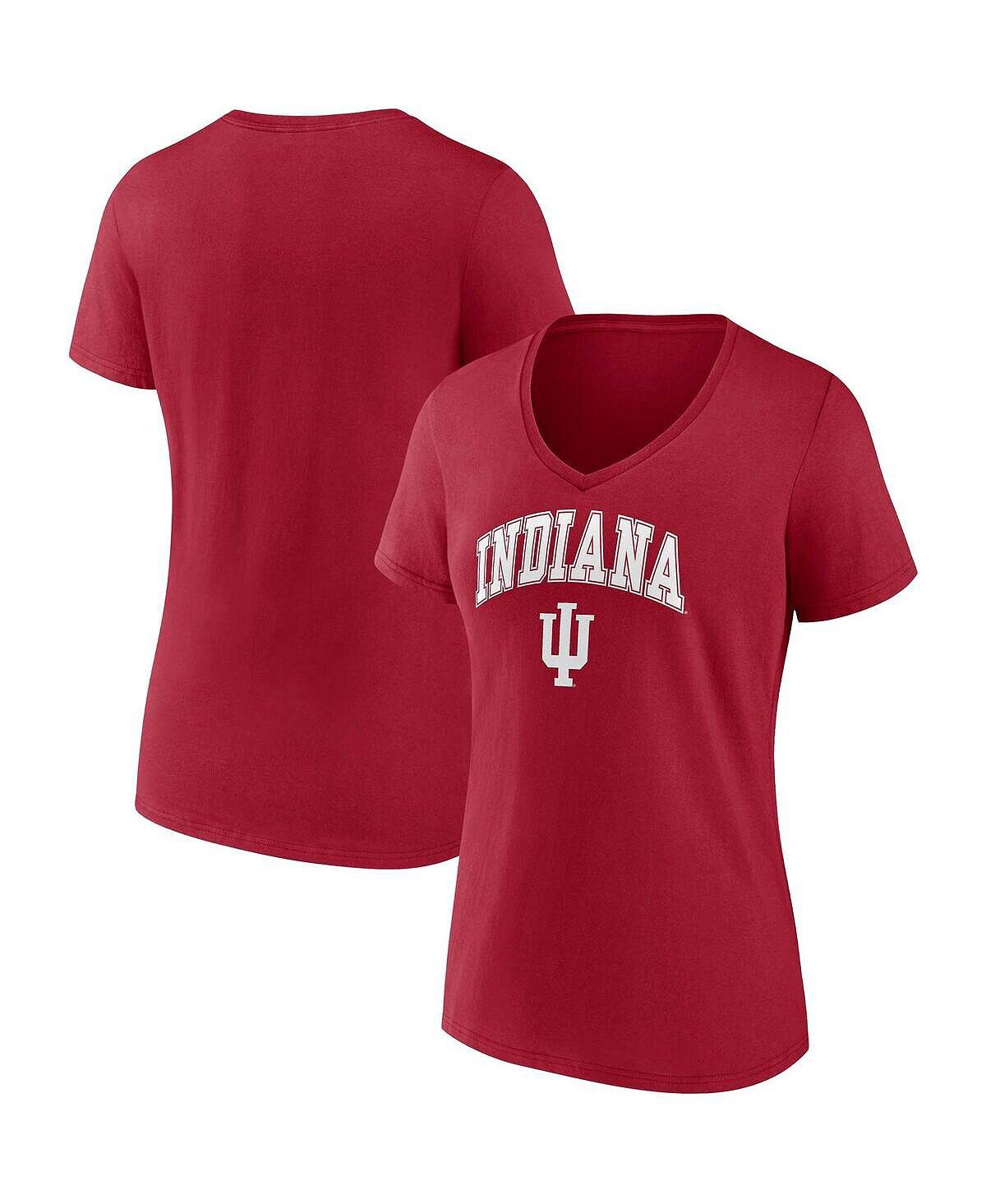 

Женская футболка Crimson Indiana Hoosiers Evergreen Campus с v-образным вырезом Fanatics