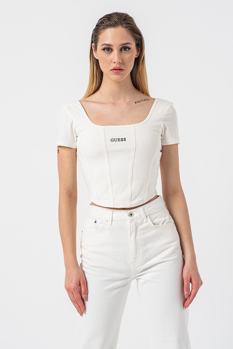 

Короткая фитнес-футболка с логотипом Guess, белый