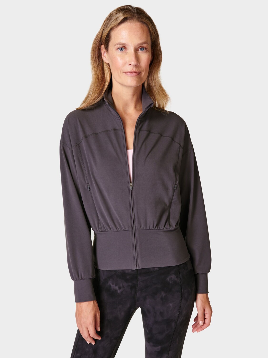 

Супермягкая куртка-бомбер на молнии Sweaty Betty, городской серый