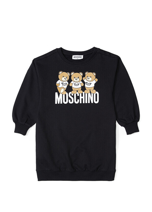 

Черное платье для девочек с логотипом Moschino