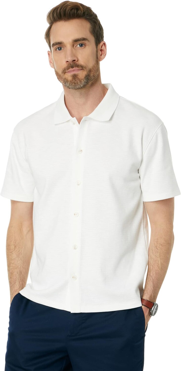 

Рубашка Vince Varigated Jacquard Short Sleeve Button-Down, цвет Off-White